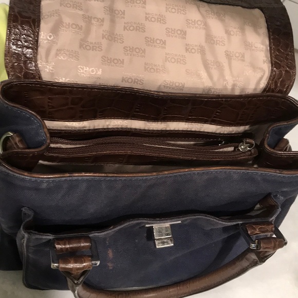 Michael Kors canvas and crocodile handbag - Picture 4 of 6